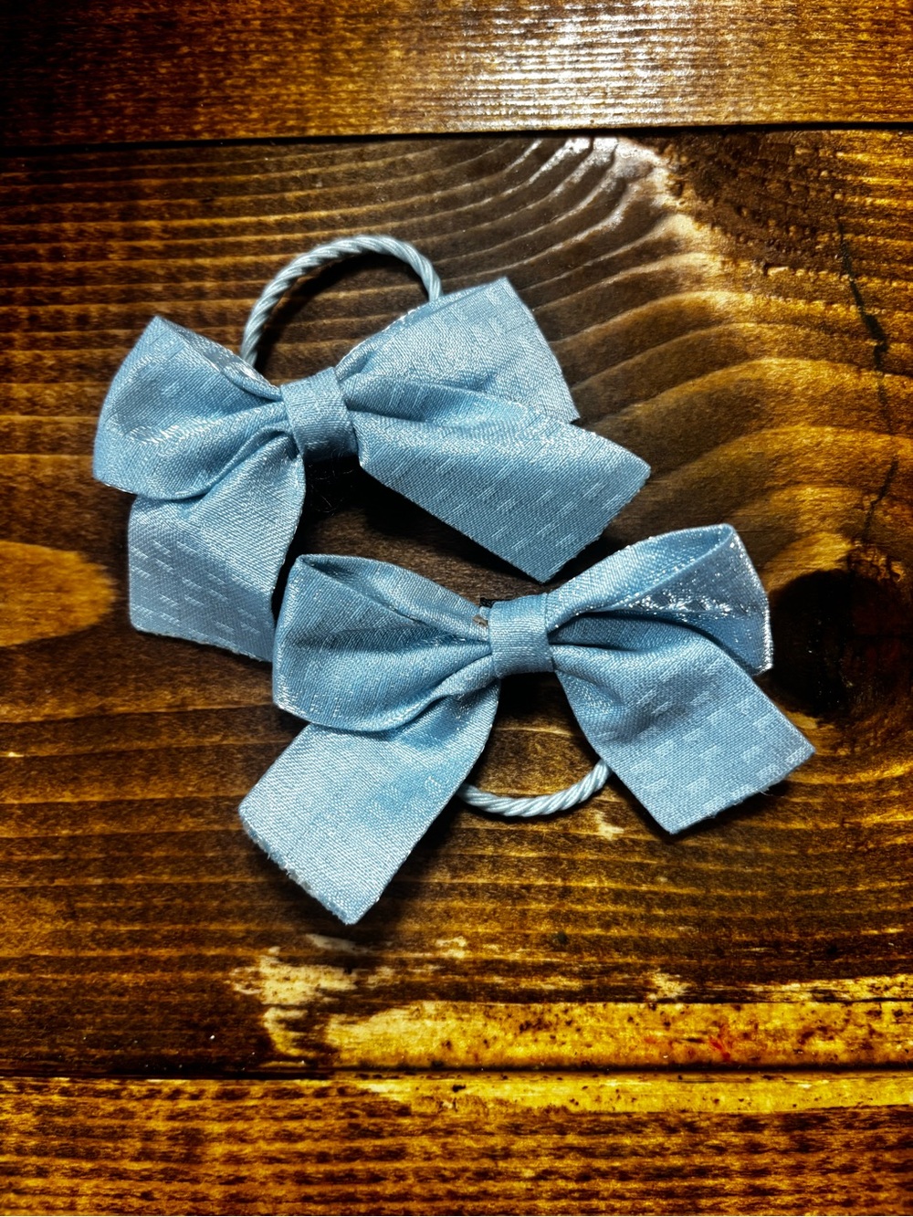 Blue Bow Hair Elastics for Kids - Classic Bow Pair